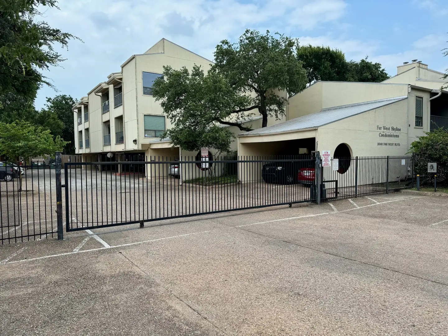 Gated entrance to the condo community